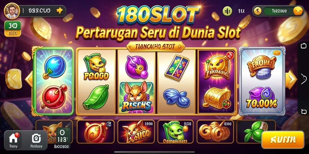 Tampilan gameplay seru dalam 180SLOT saat pertarungan berlangsung.