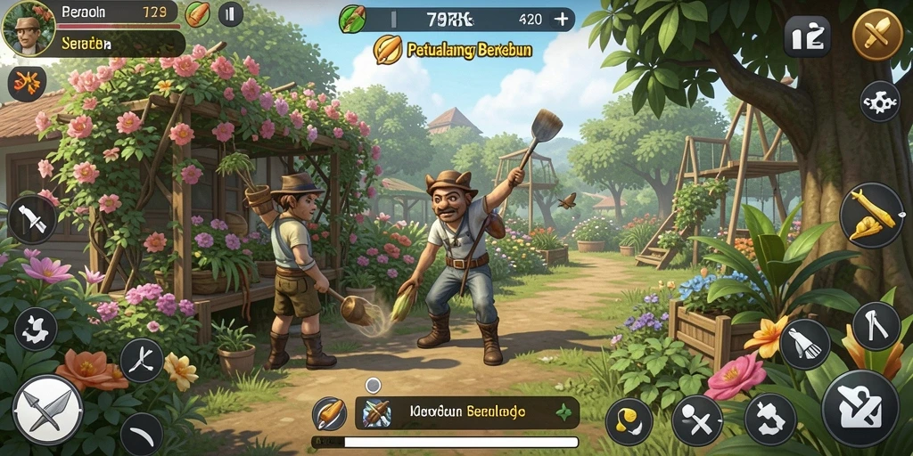 Tampilan gameplay menarik dari 797K saat berkebun.