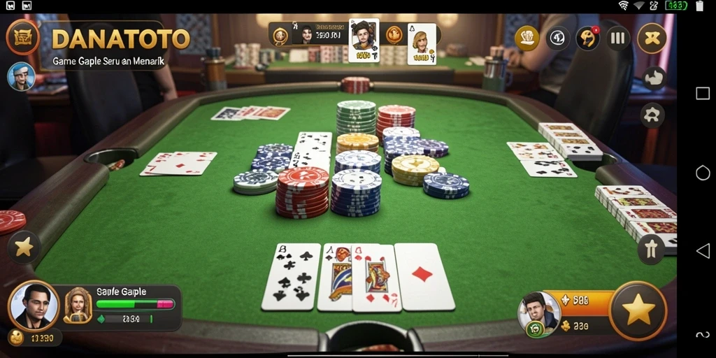Screenshot gameplay Gaple di DANATOTO, menampilkan momen seru permainan.