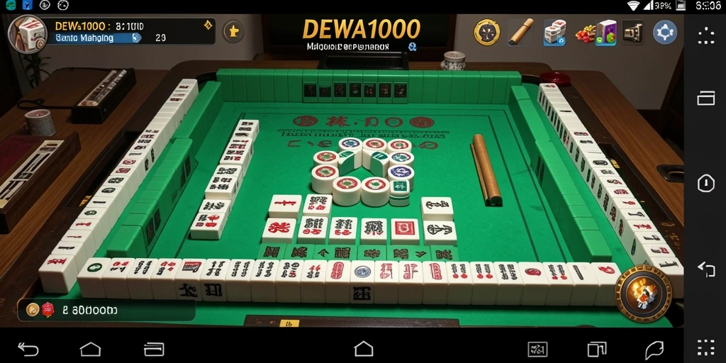 Tampilan memukau dari gameplay DEWA1000 Mahjong.