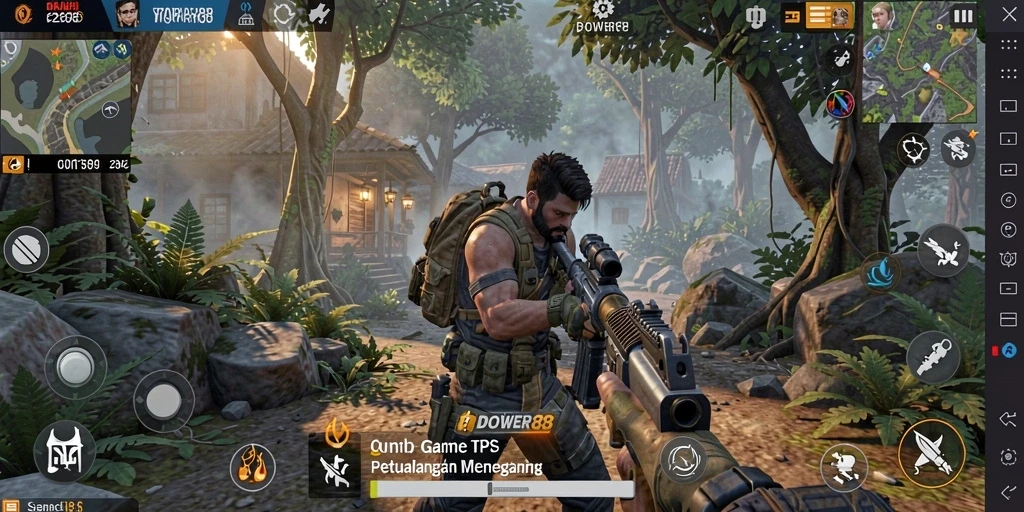 Tampilan gameplay TPS yang seru dan dinamis dalam DOWER88.