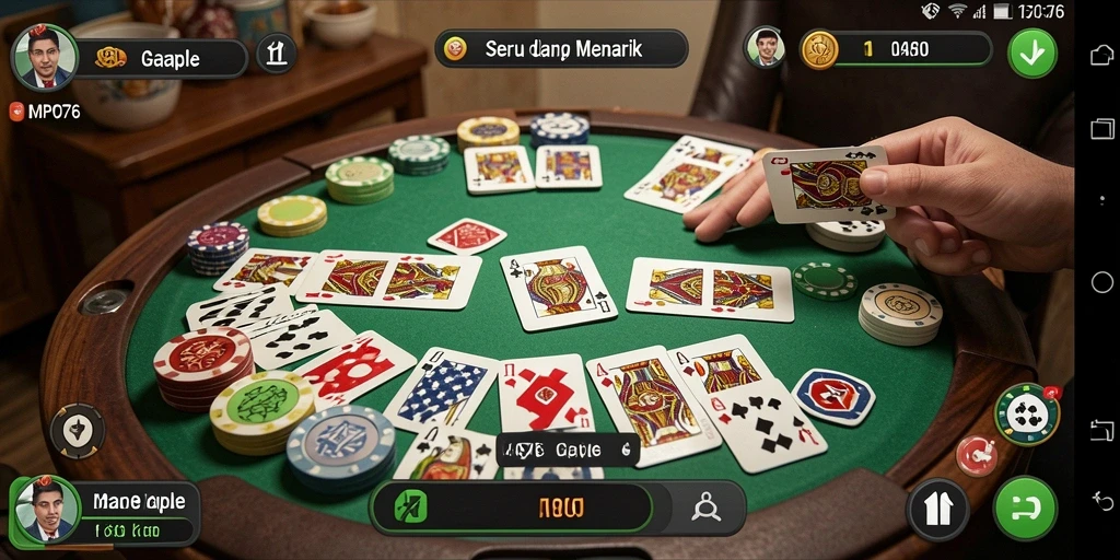 Tampilan layar permainan Gaple yang mendebarkan di MPO76.