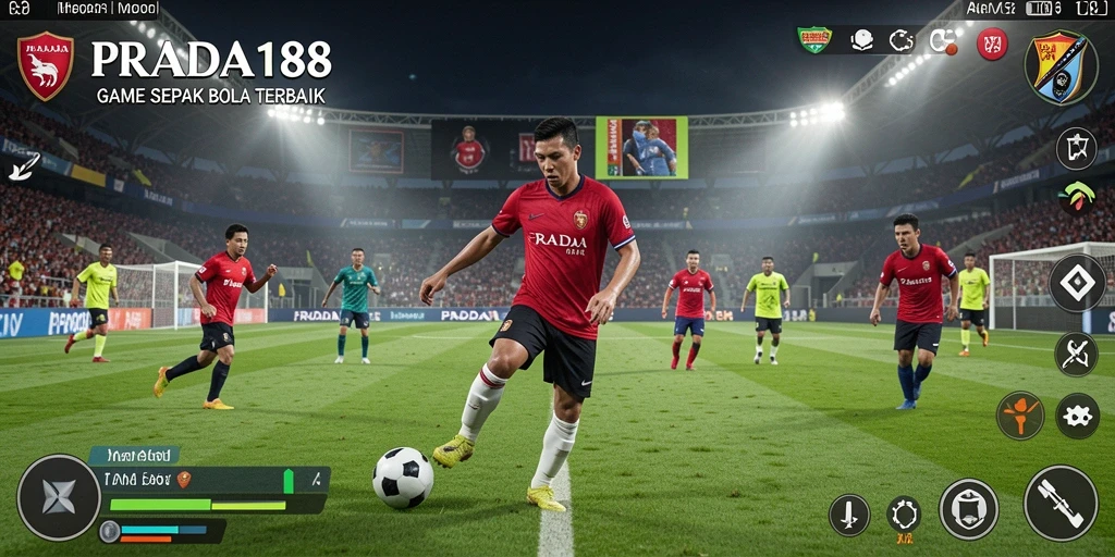 Tampilan gameplay PRADA188 yang mendebarkan dengan aksi sepak bola penuh adrenalin.