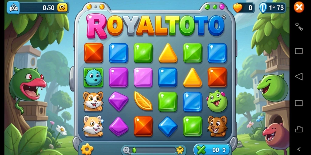 Screenshot gameplay ROYALTOTO yang menunjukkan elemen yang dicocokkan.