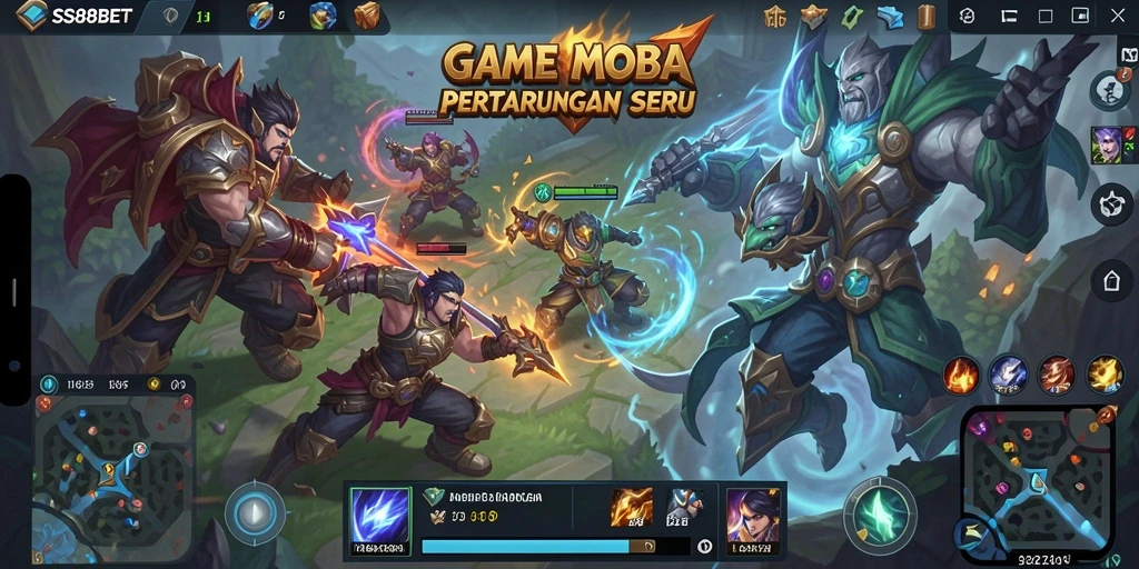 Tampilan gameplay seru dalam SS88BET saat pertarungan tim berlangsung.