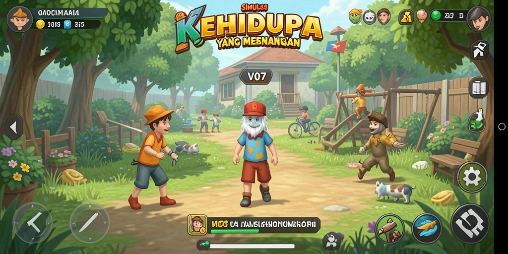 Tangkapan layar utama V07 menampilkan gameplay seru dalam simulasi kehidupan.